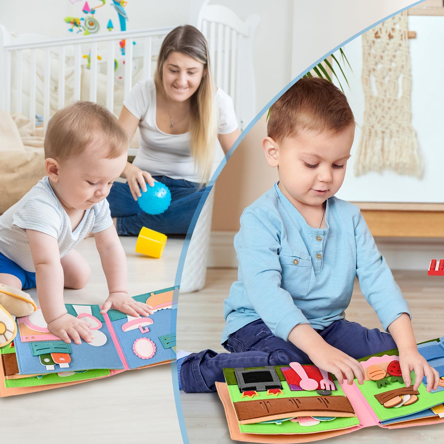 Quiet Book 2 years | Soft Fabric Baby Books Early Learning Life Skills Educational Toys 3D Felt for ages 1-6 Gift for Girls Boys
