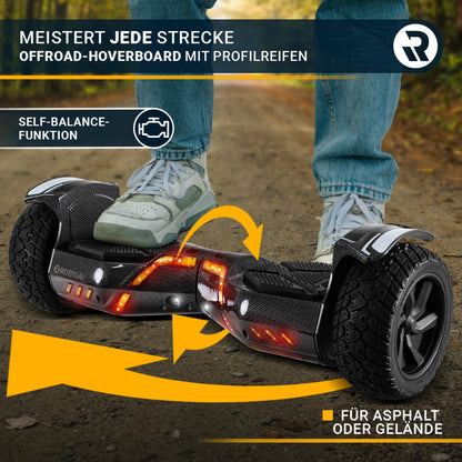 Robway X2 hoverboard | 𝐃𝐀𝐒 𝐎𝐑𝐈𝐆𝐈𝐍𝐀𝐋 ® hoverboards for kids, teens, & adults - APP control - 𝟮 x 𝟯𝟱𝟬 watt motors - self-balance - Bluetooth (X2 black matte, off-road)