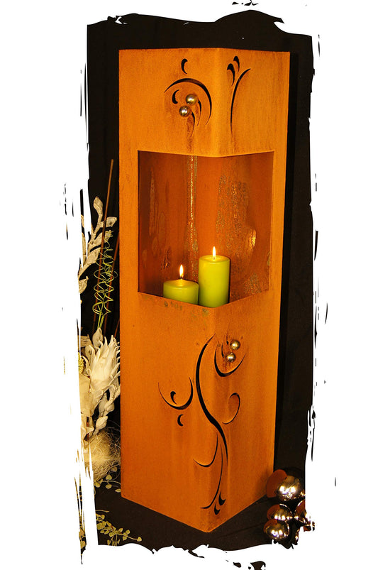 Column of fire Baroque Weathered Rust Metal Garden Decoration Garden Column Torch Fire Column