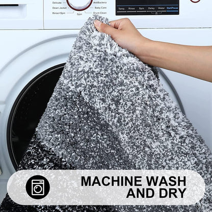 Homaxy Soft Bathroom Rug 60x120 cm, non-slip washable Bath Mat Fluffy High Pile Bath Rug Microfiber Absorbent Bathmat Shower Mat (Black)