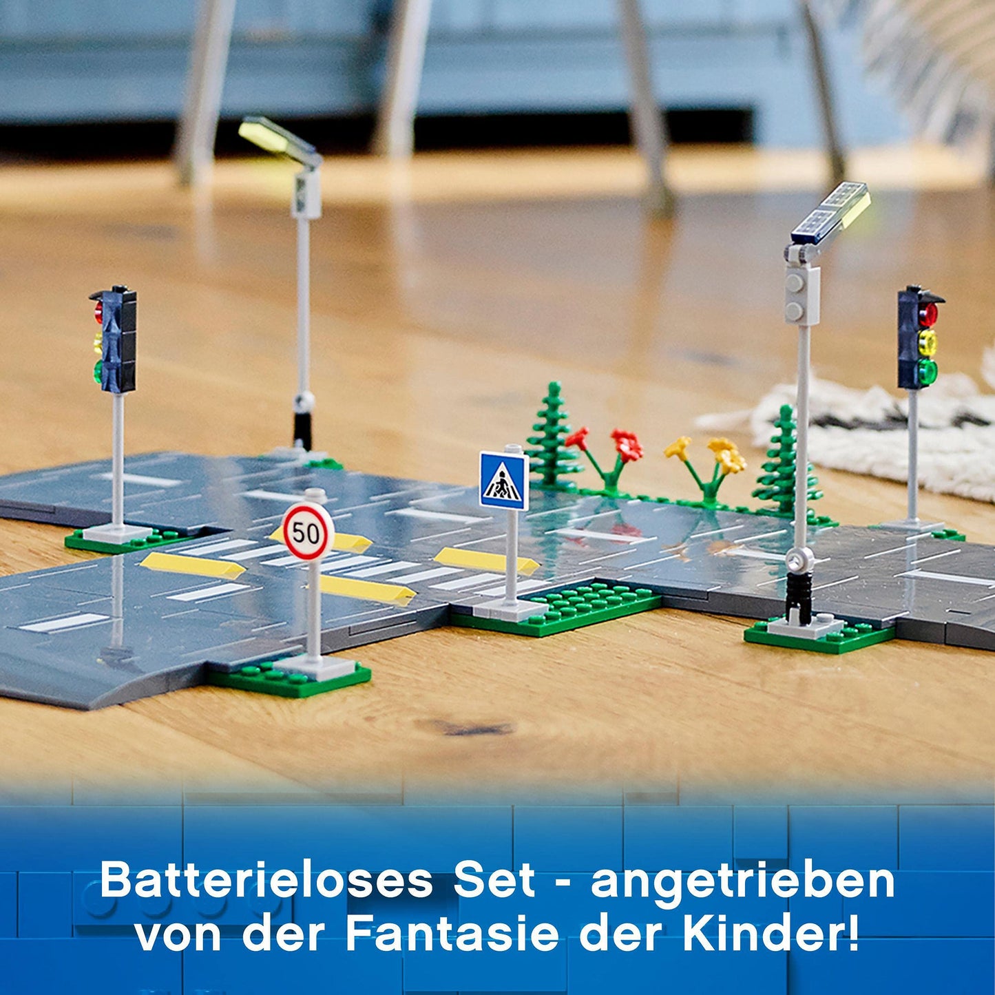 LEGO City Intersection with Traffic Lights, set with glow-in-the-dark bricks 60304 & City Burger Truck, set with toy car for 5-year-old children.