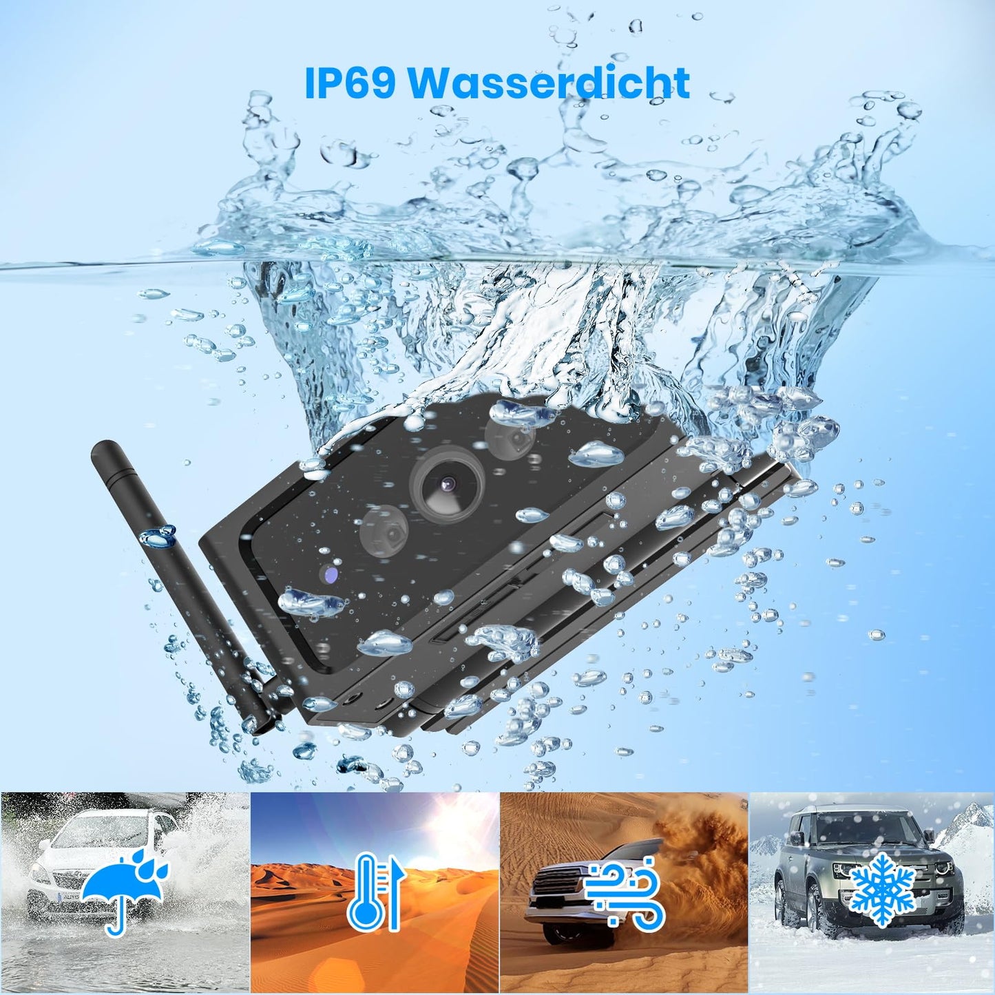 AUTO-VOX Solar Truly Wireless Backup Camera Kit with IR Night Vision, 1080P Wireless Digital Backup Camera with 7" Split-Screen Monitor for Truck, RV, Camper, Trailer, Van, Bus (Solar4)