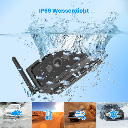 AUTO-VOX Solar Truly Wireless Backup Camera Kit with IR Night Vision, 1080P Wireless Digital Backup Camera with 7" Split-Screen Monitor for Truck, RV, Camper, Trailer, Van, Bus (Solar4)