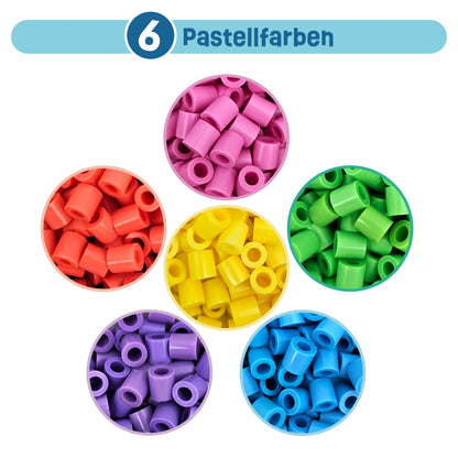 Smowo® Large 10mm Fuse Beads 2000 Pieces for Kids Ages 3 and Up - 6 Pastel Colors XL Beads - Creative Bead Set