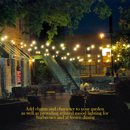 30M outdoor string lights waterproof shatterproof LED string lights with 30+1 S14 LED bulbs, perfect for garden patio balcony yard decoration, warm white