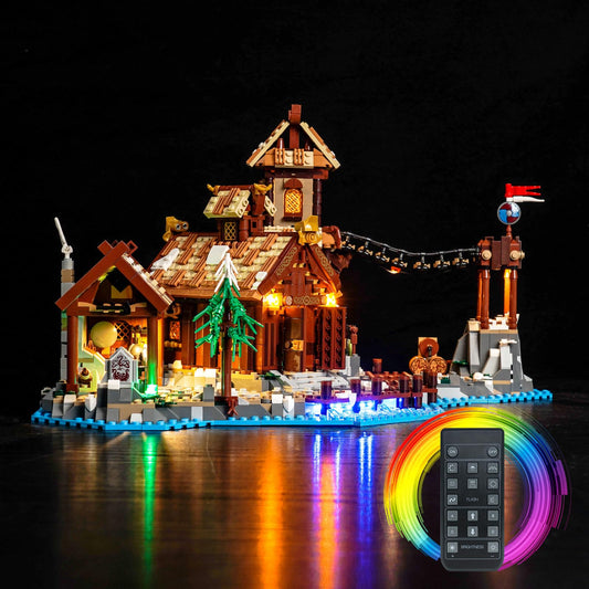 LocoLee LED Light Set Compatible with LEGO Viking Village, LED Lighting Set Compatible with LEGO 21343 Ideas Viking Village - Lights Set Only, No Model (Remote Control Version)