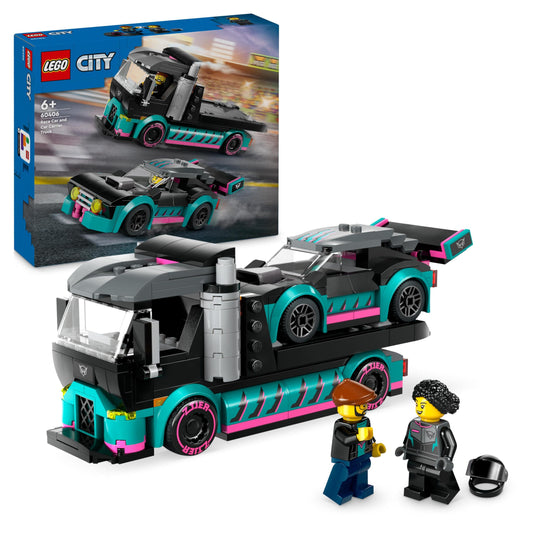 LEGO City car transporter with race car & Technic off-road race buggy