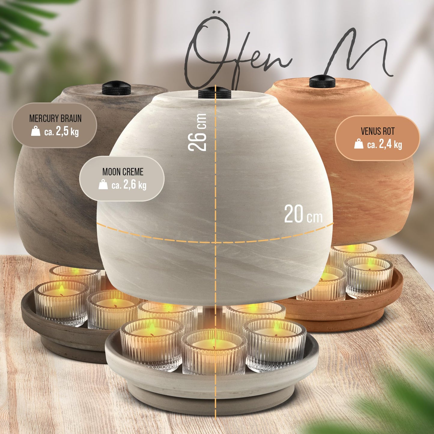 NTRY Home® CandleStove Tealight Stove - Style Moon M Ø20 cm - Double-walled - Tealight Heater - Candle Stove - Table Stove - Table Heater - Table Warmer
