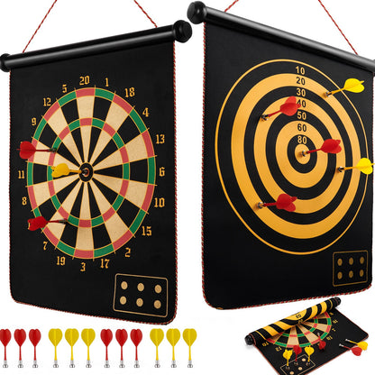BATURU Magnetic Dart Board for Kids aged 4 and up, double-sided magnetic dartboard with 12 safe darts, gift for boys for birthday and Christmas, indoor and outdoor games.