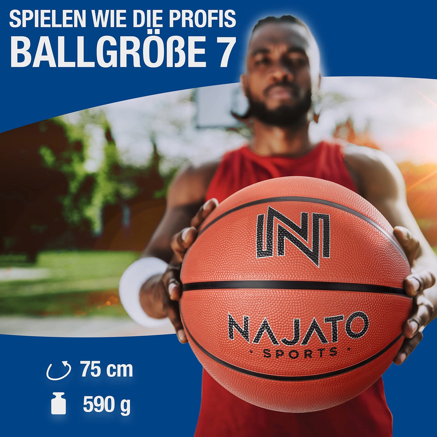 NAJATO Sports Basketball - Size 7 basketball including ball pump - For outdoor & indoor use