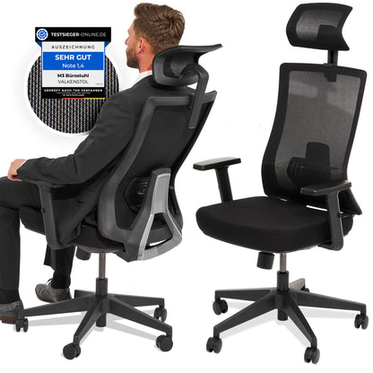VALKENSTOL M3 Classic Office Chair Ergonomically designed with adjustable armrests | Desk chair with lumbar support for back protection | PC chair with headrest | Computer chair for Home Office.