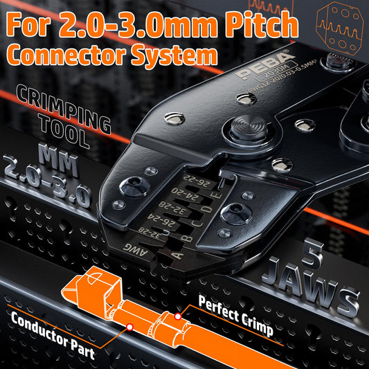PEBA crimping tool JST connector set, crimp tool 0.03-0.5mm² with 24 styles JST-PH 2.0mm/JST-XH/JST-SM 2.5mm connectors, wire stripper | Crimp tool for 2.0/2.5/2.54/3.0 mm Dupont, JST, KF2510, MolexTE terminals