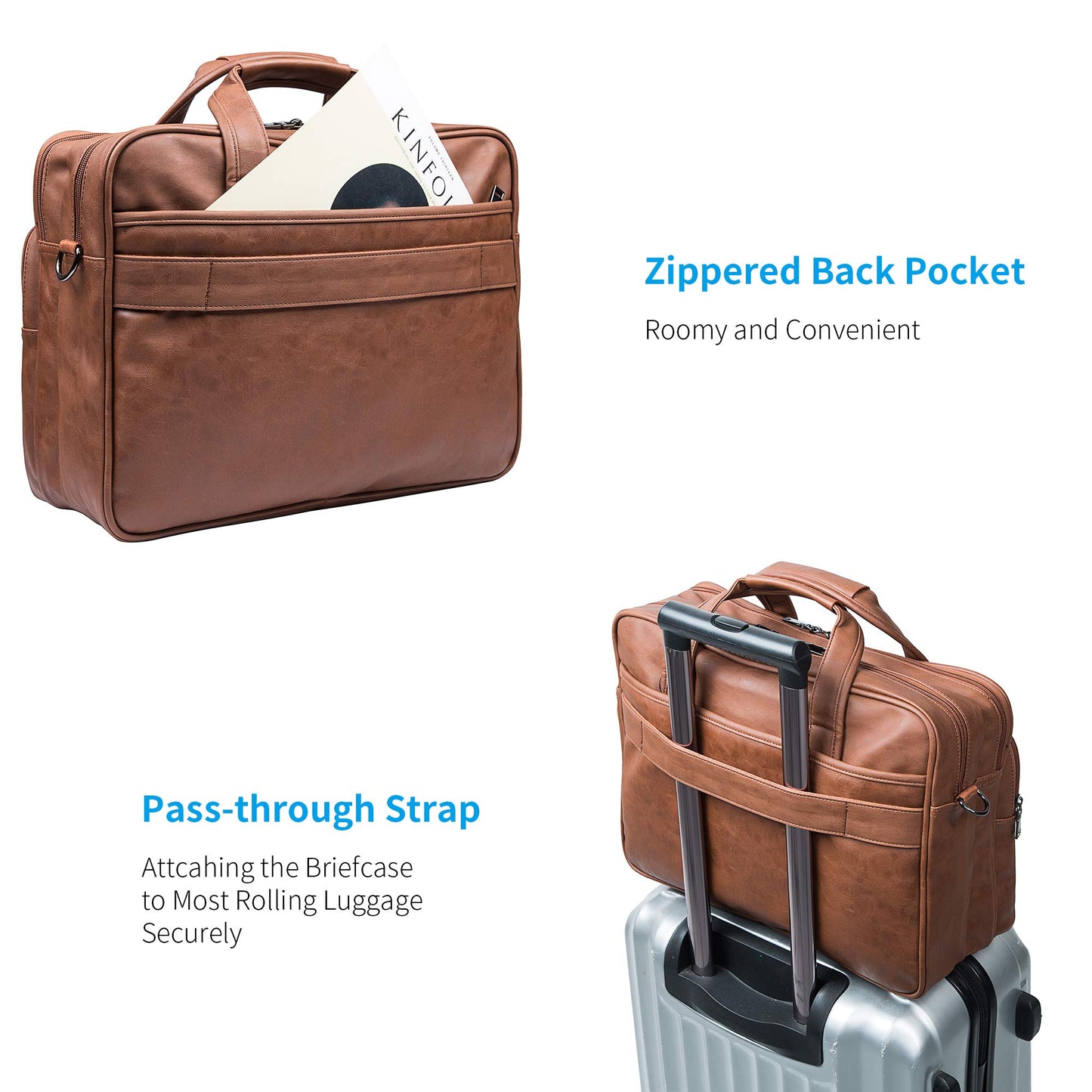 seyfocnia leather laptop bag for men, 15.6 inch / 17.3 inch messenger, briefcase, business bag, computer handbag, shoulder bag, fits laptop