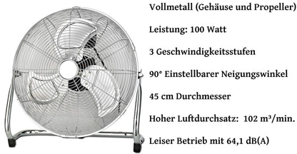 Echo's floor fan | Ø35 cm | 3 speed levels | Power wind machine | Air cooler | Stand fan | Room cooler |
