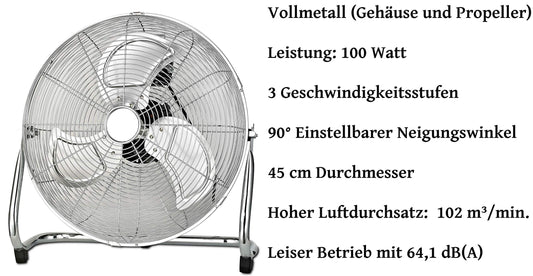 Echo's floor fan | Ø35 cm | 3 speed levels | Power wind machine | Air cooler | Stand fan | Room cooler |