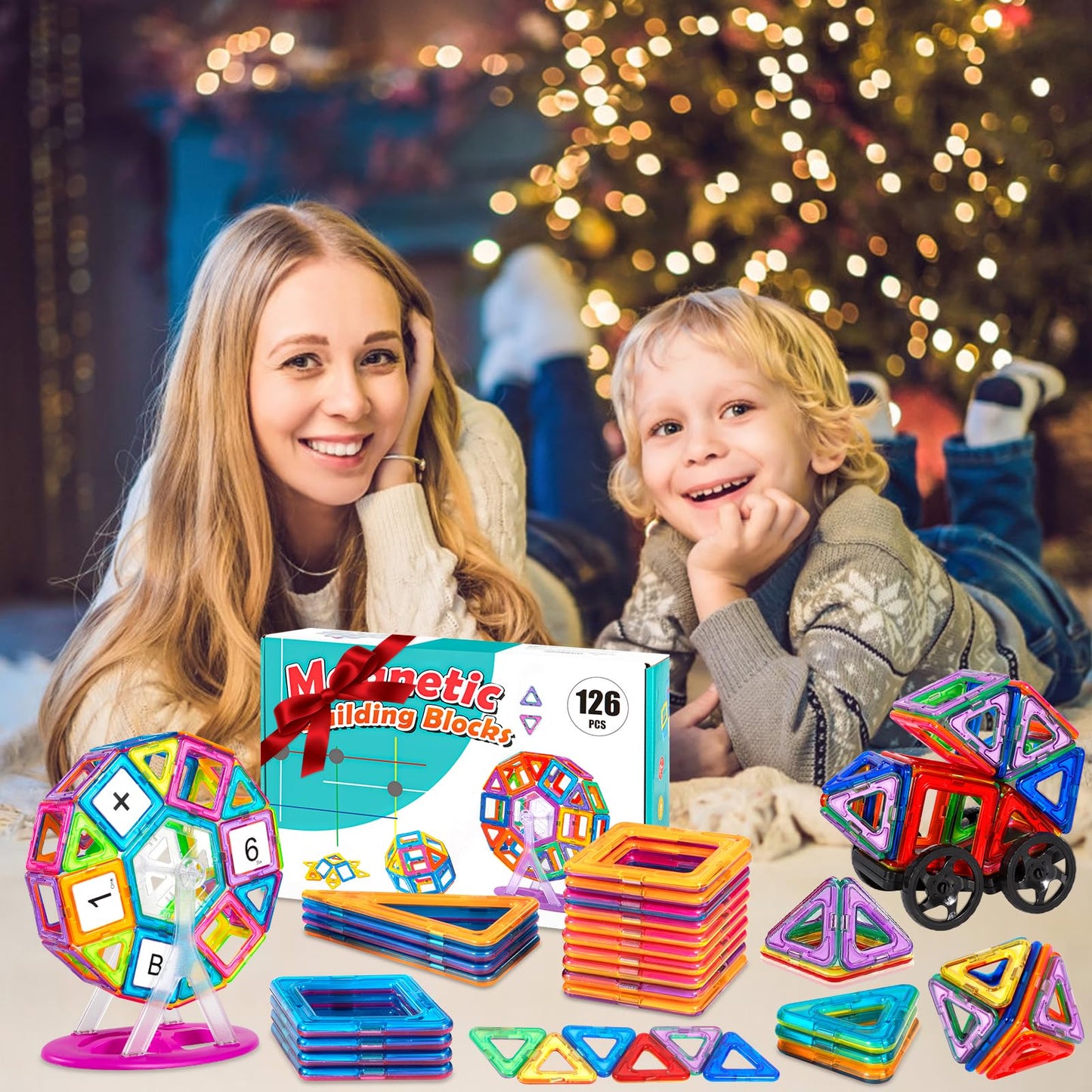 AQXONG 126 Piece Magnetic Building Blocks, Magnetic Toy Magnets for Kids, Fun Educational Construction Toy, Perfect Gift Choice for Boys and Girls Ages 3-8.
