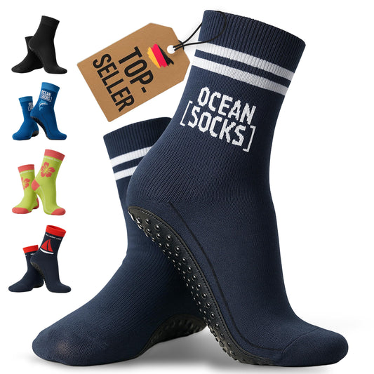 OceanSocks beach socks - barefoot socks with sole for beach, water, mudflat, boat & trampoline - aqua shoes for women, men & children.