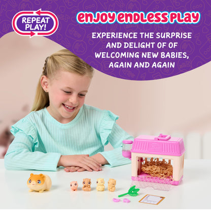 Little Live Pets - Mama Surprise Minis Hamster, Take care of your hamster or bunny mom in her cage and welcome 2, 3, or 4 mini babies.