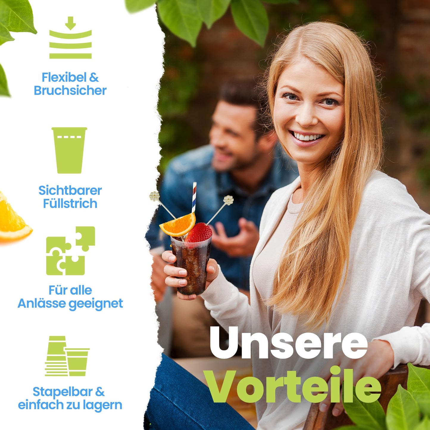 Drinking light® 25 reusable cups | Reusable drinking cups 0.3L | Shatterproof | Dishwasher safe | Party cups plastic cups reusable | Plastic cups in transparent