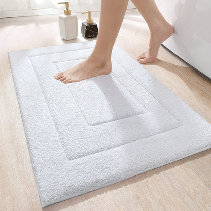 DEXI Bath Mat, Non-Slip Soft Bathroom Rug, Absorbent Bathmat, Machine Washable Bath Rug for Shower, Bathtub, and Toilet, White, 60 x 110 cm.