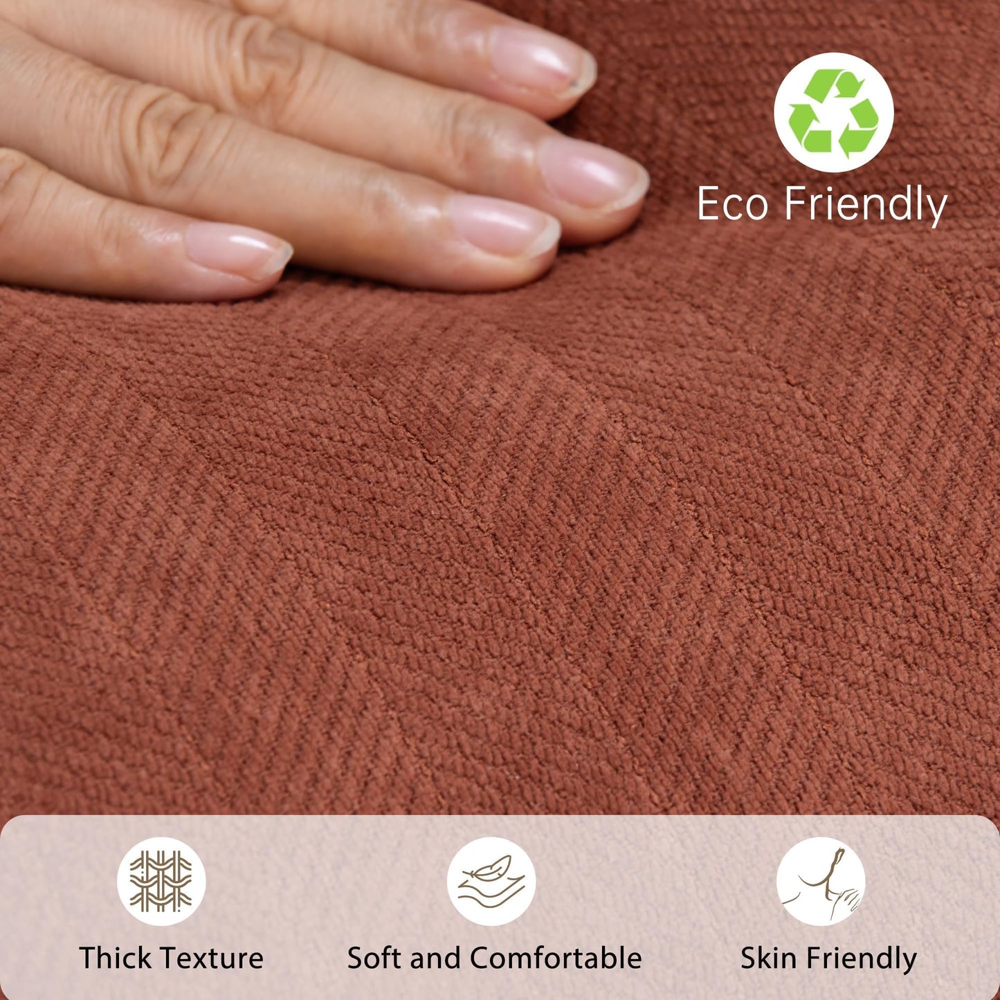 ZWJD Rust Pillow Cover 60x60 2-Pack Chenille Pillowcases Sofa Cushion Covers with elegant design, soft and luxurious decorative throw pillows for couch, bed, and home décor.