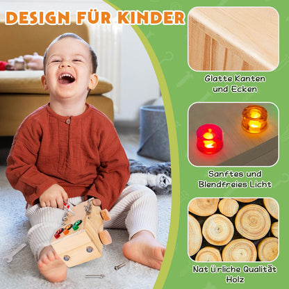 OAKJAR Montessori screwdriver board, Montessori toy for 2-6 year olds, Montessori busy board, wooden motor skills toy, educational toy for babies toddlers boys girls.