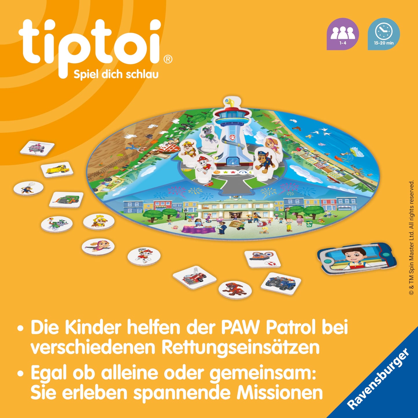 Ravensburger tiptoi game 00202 - PAW Patrol Rescue Mission - educational game for children aged 4 and up, licensed game for boys and girls, for 1-4 players.