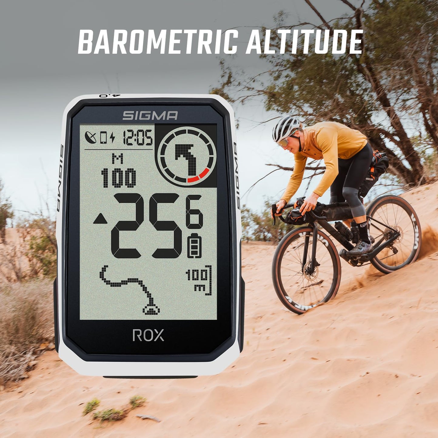 SIGMA ROX 4.0 Endurance White Sensor Set | Wireless GPS bike computer with speed, heart rate, and cadence sensors & OVERCLAMP Butler | 41h battery life | E-bike compatible