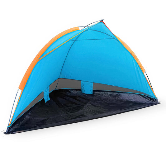 Blumixx pop-up beach tent for 2-3 people - wind protection & sun protection beach tent, compact foldable, lightweight travel beach tent, baby beach tent, UV protection, 220x120x120 cm, turquoise.