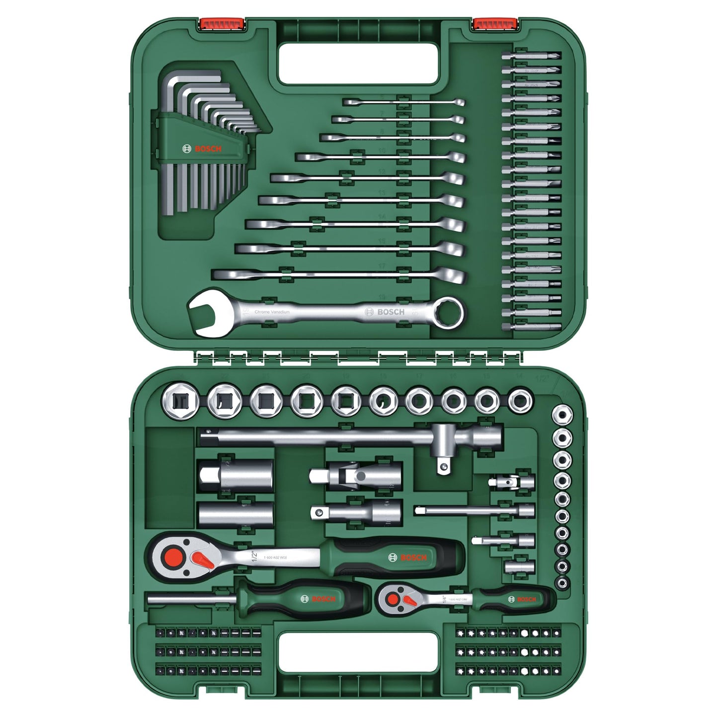Bosch Advanced 132-piece Hand Tool Set (for screwing and fastening tasks; High-quality materials; Ergonomic design; long lifespan)