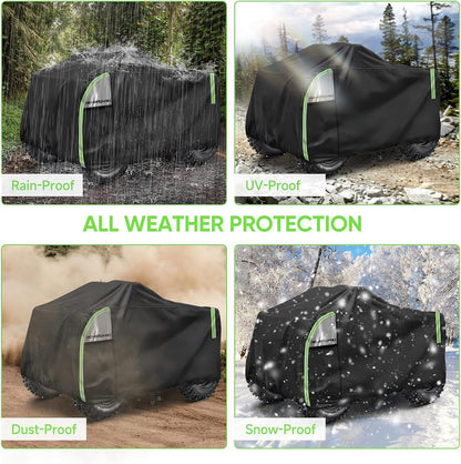 NEVERLAND XXXL Quad ATV Cover - Quad Vehicle Protection Cover 256*110*120cm Phosphorescent Dirt Repellent Winterproof Dustproof Rain UV Protection Black & Silver