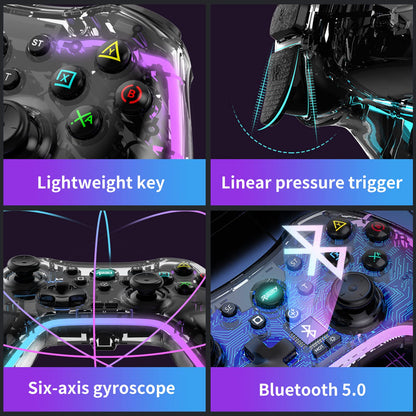 RALAN Wireless Controller with 8 colors LED lighting Compatible with Windows PC Gaming Gamepad Remote with 2.4G Adapter