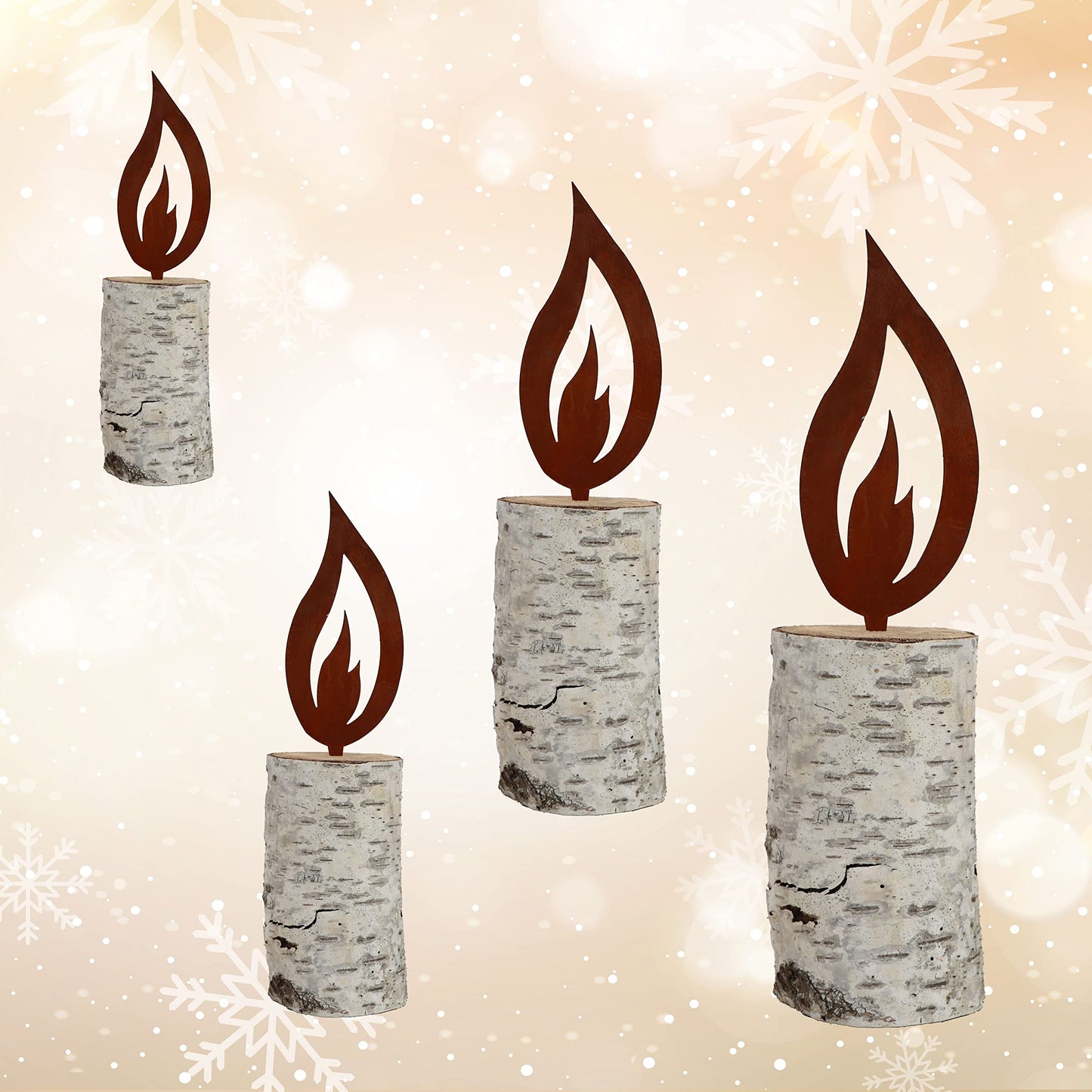 Rustic 5 piece set Rust Decor Flame Rusty 16.5 cm big Rusty Christmas decoration Candle Advent Candle flame for sticking Rustic look