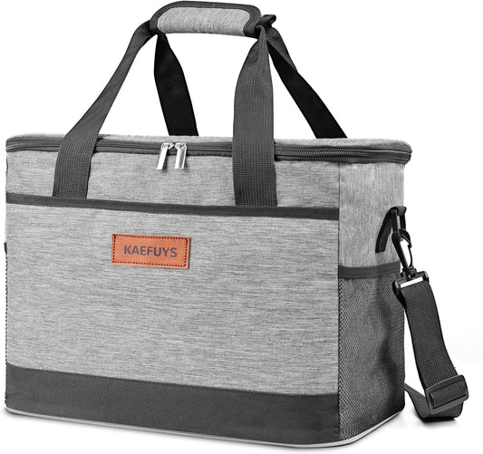 KAEFUYS Cooler Bag Foldable 33L+12h Cooling Large Insulated Lunch Box Shopping Basket Waterproof Stain-Resistant for Family Office Car Camping Picnic BBQ Travel Shopping