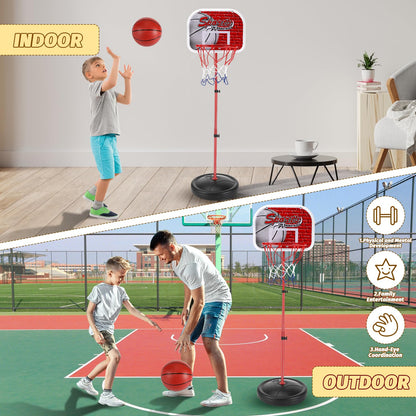 vvhippo Kids Basketball Hoop, Outdoor Basketball Hoop with 2 Basketballs and a pump, Adjustable Height Basketball Hoop, for children aged 3 to 8, for indoor and outdoor basketball hoops