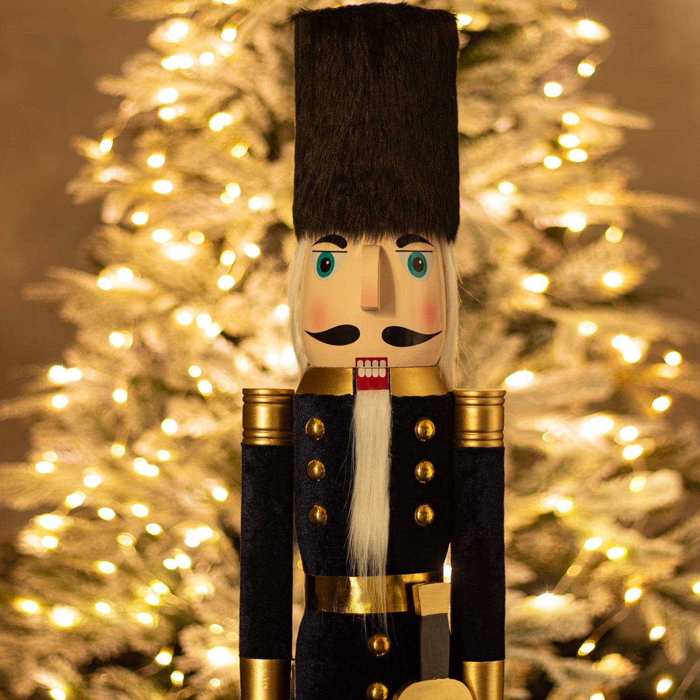 AI Store 120 cm Christmas Nutcracker Life Size Large XXL Wooden Nutcracker Figure Christmas Decoration (Blue Soldier)