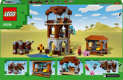 LEGO Minecraft The Raid of the Pillager Outpost - Gaming toy for kids - Minifigure with biting function and village fortress - Gaming gift for boys & girls aged 8+ - 21278
