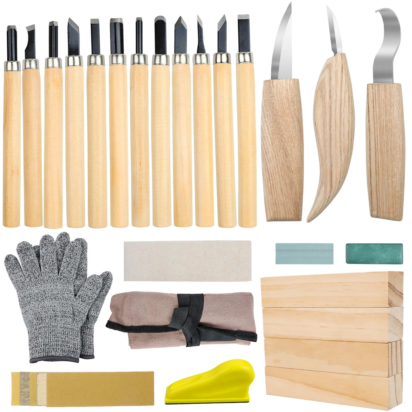 JOLIGAEA Wood Carving Tool Set, 95 Piece Carving Tool for Wood Carving Set, Wood Carving Set, Wood Tool Carving Set for Beginners/Professionals