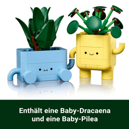 LEGO Botanicals Happy Plants - Toy for kids with 2 artificial plants, 2 colorful flower pots & interchangeable cartoon faces - Gift for girls and teenagers aged 9 and up - 10349