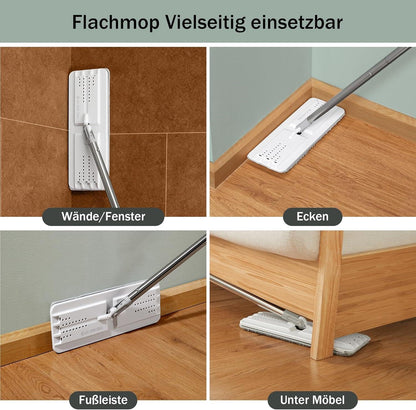 JOYMOOP Mop and Bucket with Wringer Set for Home, Flat Mop and Bucket System, Mops for Floor and Wall Cleaning, with 3 reusable microfiber mop pads.