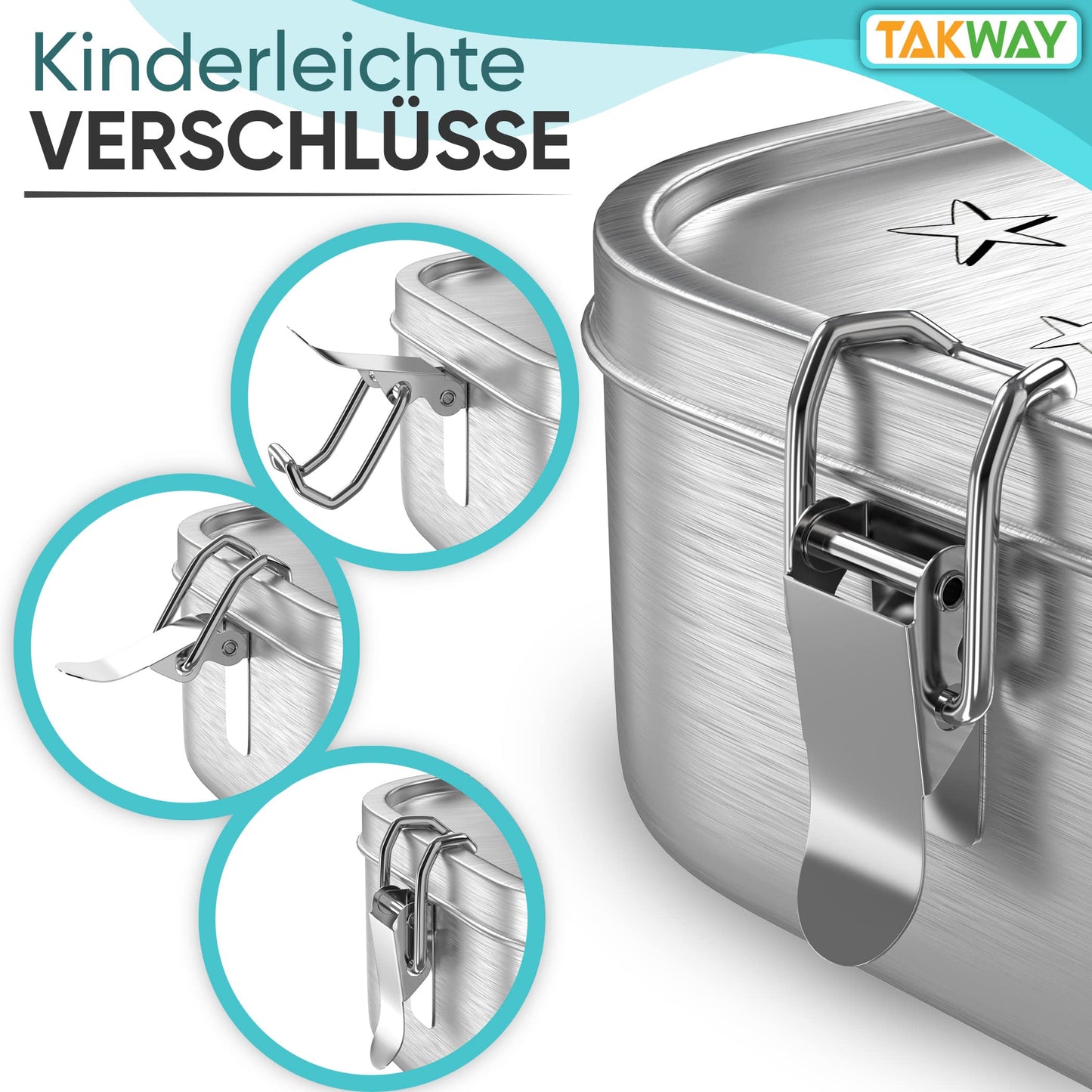 TAKWAY Stainless Steel Lunch Box for Kids with Compartments 800ml | Leakproof | Bento Box with Adjustable Dividers | Snack Box for Preschool Kindergarten School (Unicorn, 3 Compartments)