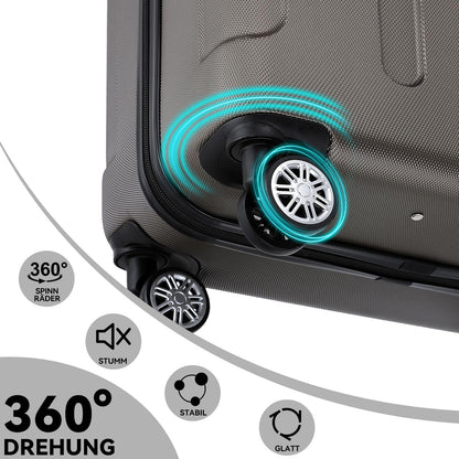 BEIBYE hard shell suitcase trolley suitcase roller suitcase travel suitcase combination lock 4 twin wheels (Coffee, suitcase set)