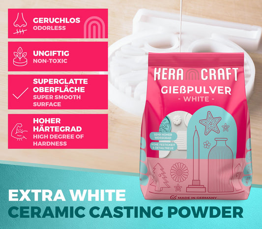 Keracraft Pouring Powder White 2x4.5kg - Relief Casting Powder White for creative projects.