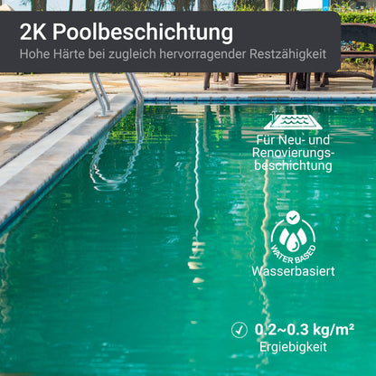 2K Pool paint pool coating swimming pool paint - Light grey like RAL 7035-2.5kg