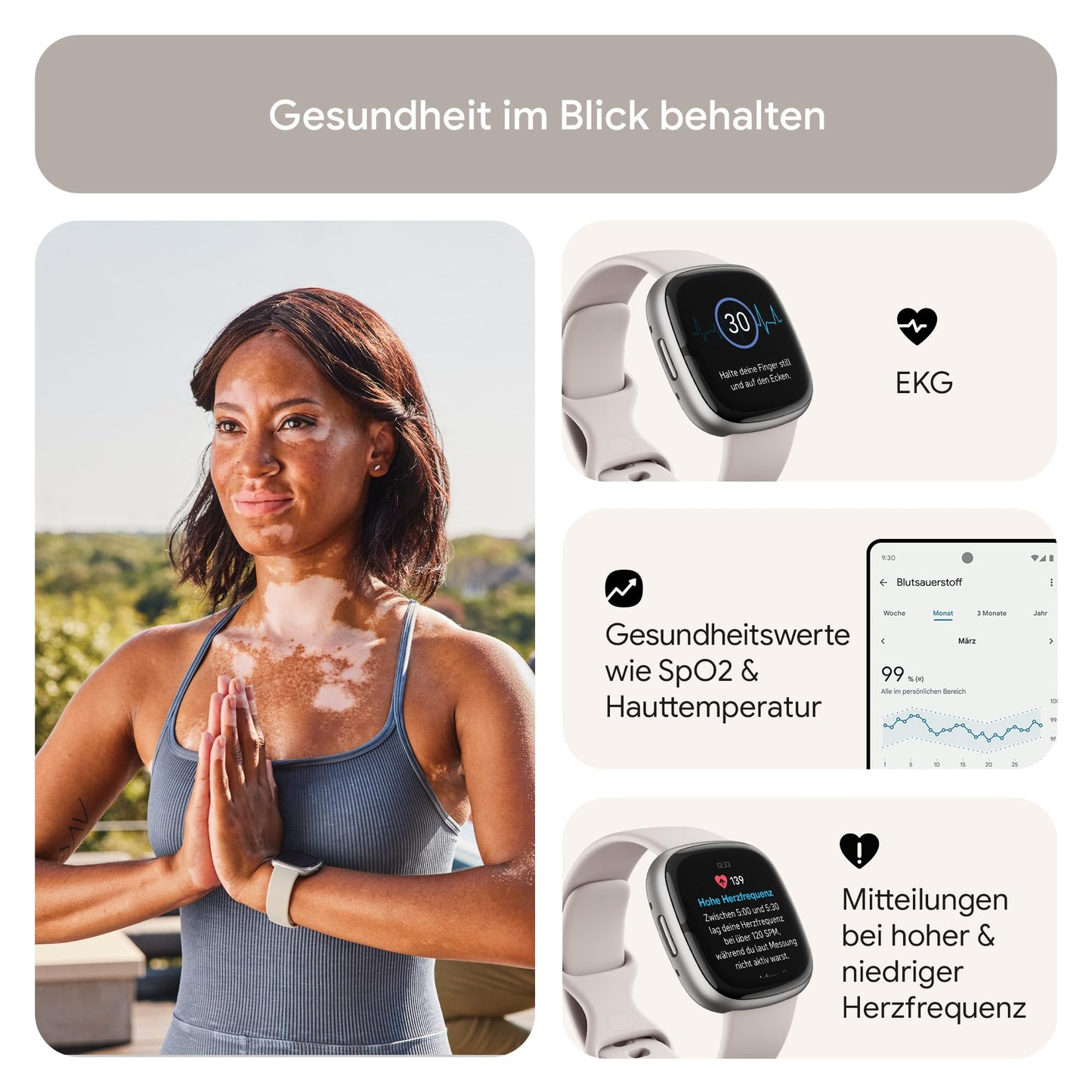 Google Fitbit Sense 2 - Smartwatch for women/men - Fitness watch with built-in GPS and phone function - Fitness tracking with stress management, EKG, and sleep analysis - compatible with Android/iOS