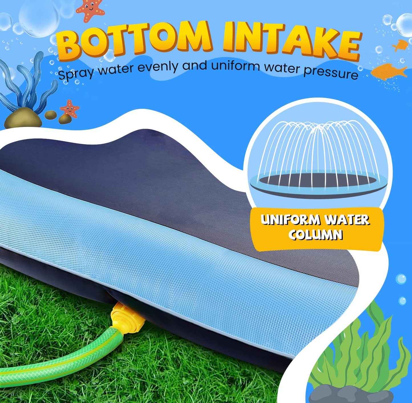 Tosekry Water Toys Kids Outdoor Games, 170CM Water Sprinkler Kids Splash Pad, Garden Toy Kids Sprinkler and Dog Pool with Anti-Slip Function (blue-170cm)