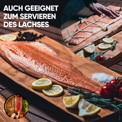 4-piece set of flame salmon planks, smoking planks, flame salmon board made of German larch. Suitable for fire bowls, outdoor grills, and of course, for gifting! (4, Larch)