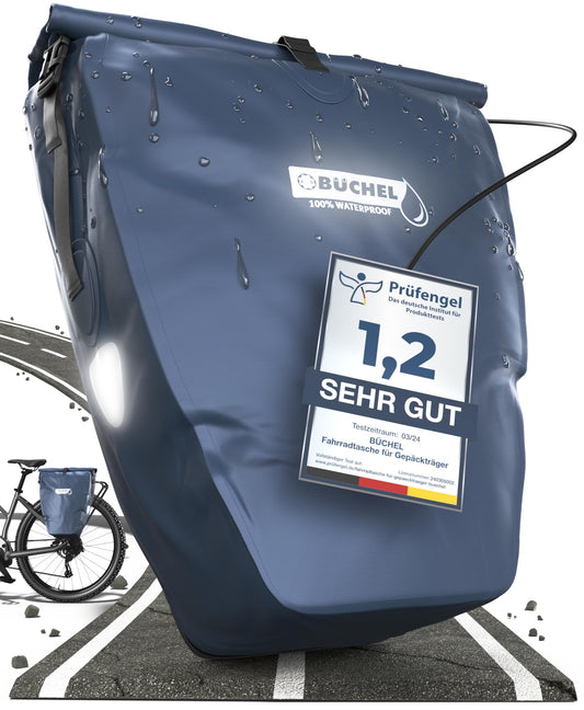 Büchel bike bag for luggage rack I 25.4 L - 100% Waterproof I with carrying handle and shoulder strap I rear bike bag, luggage rack bag, bike bags
