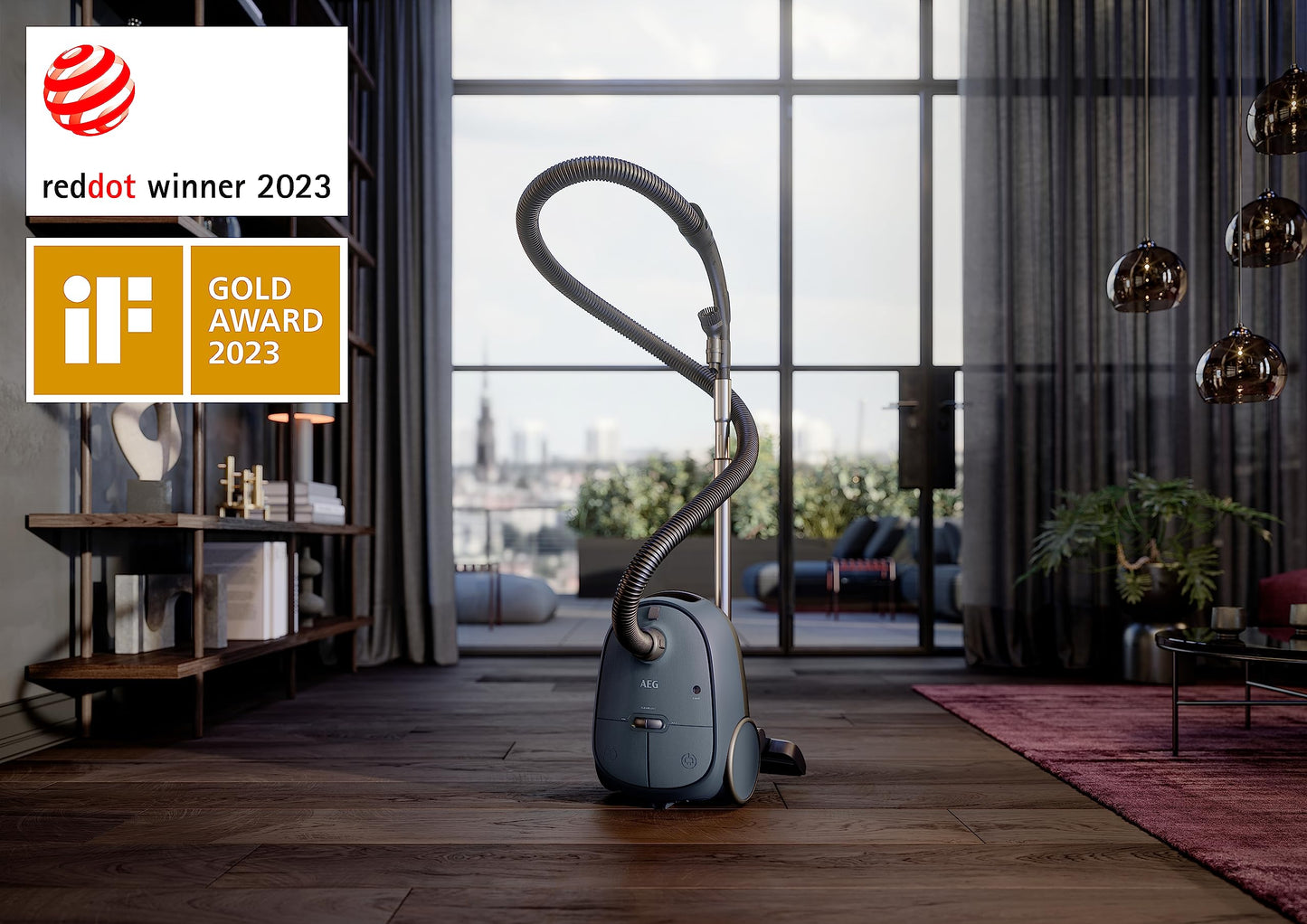 AEG CLEAN 6000 Bagged Vacuum Cleaner, High Suction Power, incl. Additional Nozzles, 50% Recycled Plastic, Ideal for Pet Owners, Cleaning Upholstery, 12m Cord, 850W, Blue, AB61C2DB