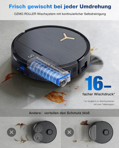 ECOVACS DEEBOT X9 PRO is a robot vacuum cleaner with mopping function, 16,600 Pa suction power, OZMO Roller, ZeroTangle 3.0, TruEdge 2.0, hot water mopping, hot air drying, All-in-One Omni Station, and YIKO-GPT.